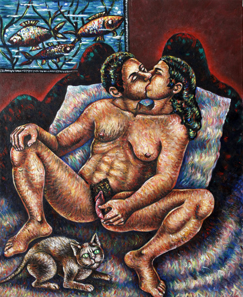 Amour siamois 2013 - 73 x 92 cm - acryl/canvas - collection privée/private collection
