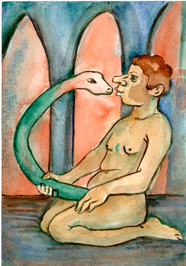 "Le serpent" 2023 - 16 x 23 cm - watercolor on canvas - DM for more infos