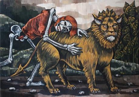 "Le lion chimérique" 2023 - 130 x 89 cm - acryl/canvas - collection privée / private collection