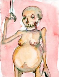 "Pregnant death" 2023 - watercolor on paper - 12 x 16 cm - DM for more infos