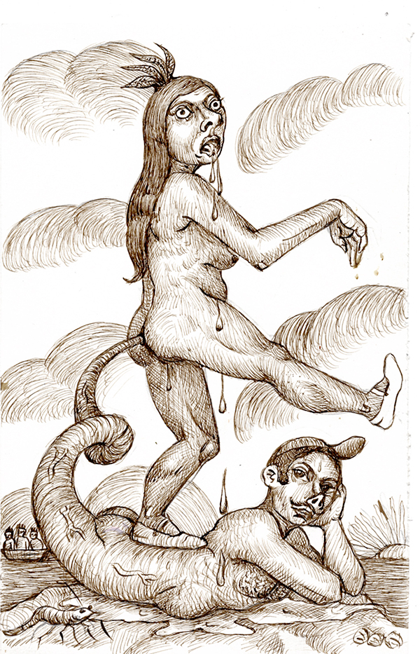The casual triton" 2023 - 15,5 x 24 cm - sepia ink on per - DM for more infos